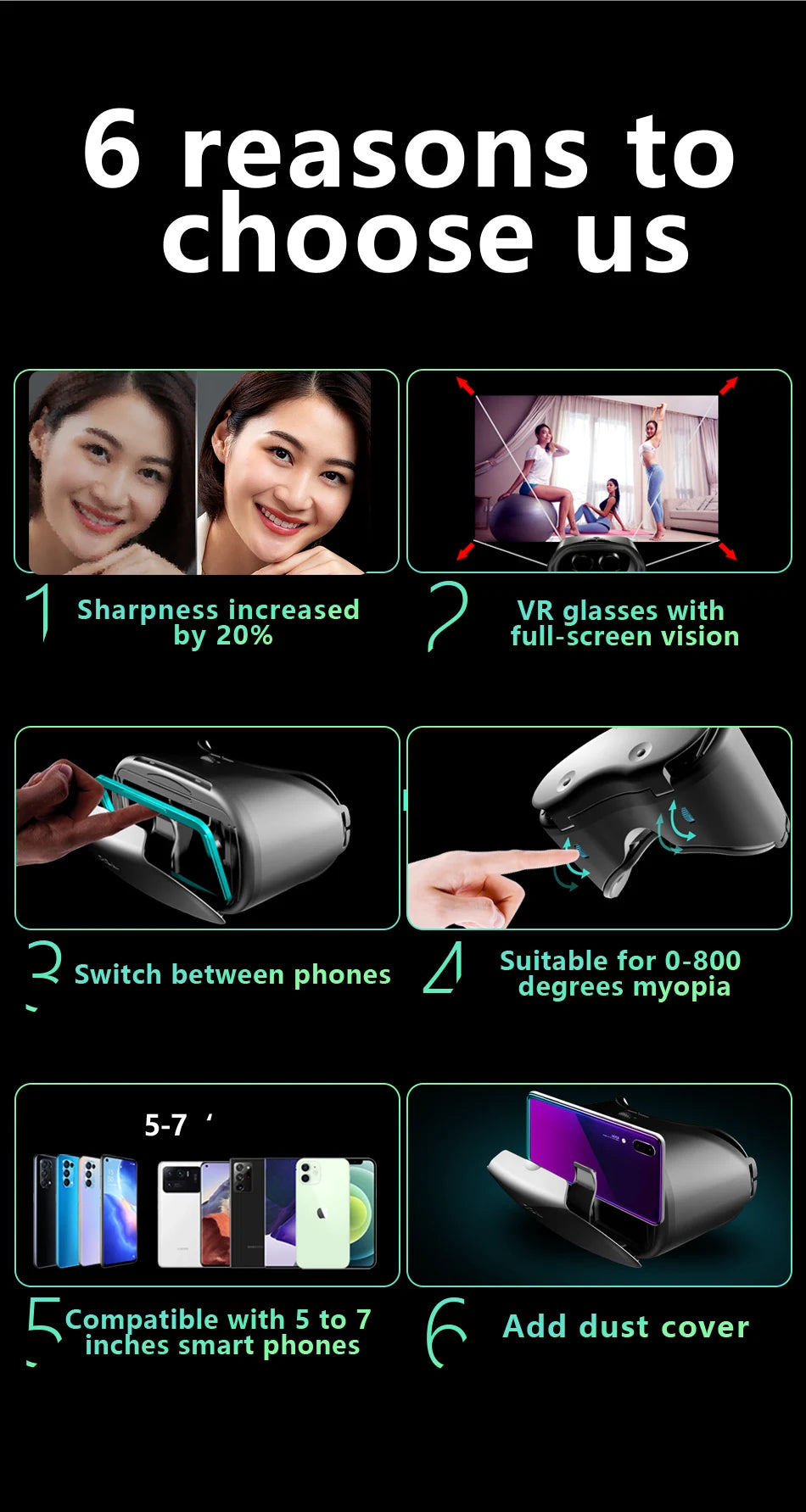 3D Virtual Reality VR Brille für iPhone Android Smartphone Handy Helm Headset mit echten Linsen Goggles Geräte