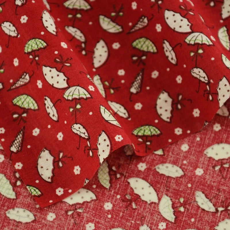 Schöner frischer rot bedruckter Stoff mit Blumenmustern, dünner Stoff aus 100 % Baumwolle, Patchwork für DIY-Bastelarbeiten, Heimtextilien, Meterware