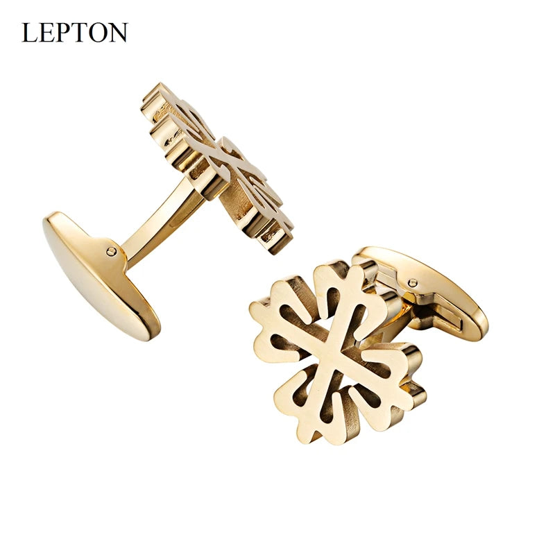 Lepton 18K Gold Plated Crusaders Cufflinks Matte Stainless Steel Cufflink For Mens Wedding Groom Business Cuff Links Gemelos