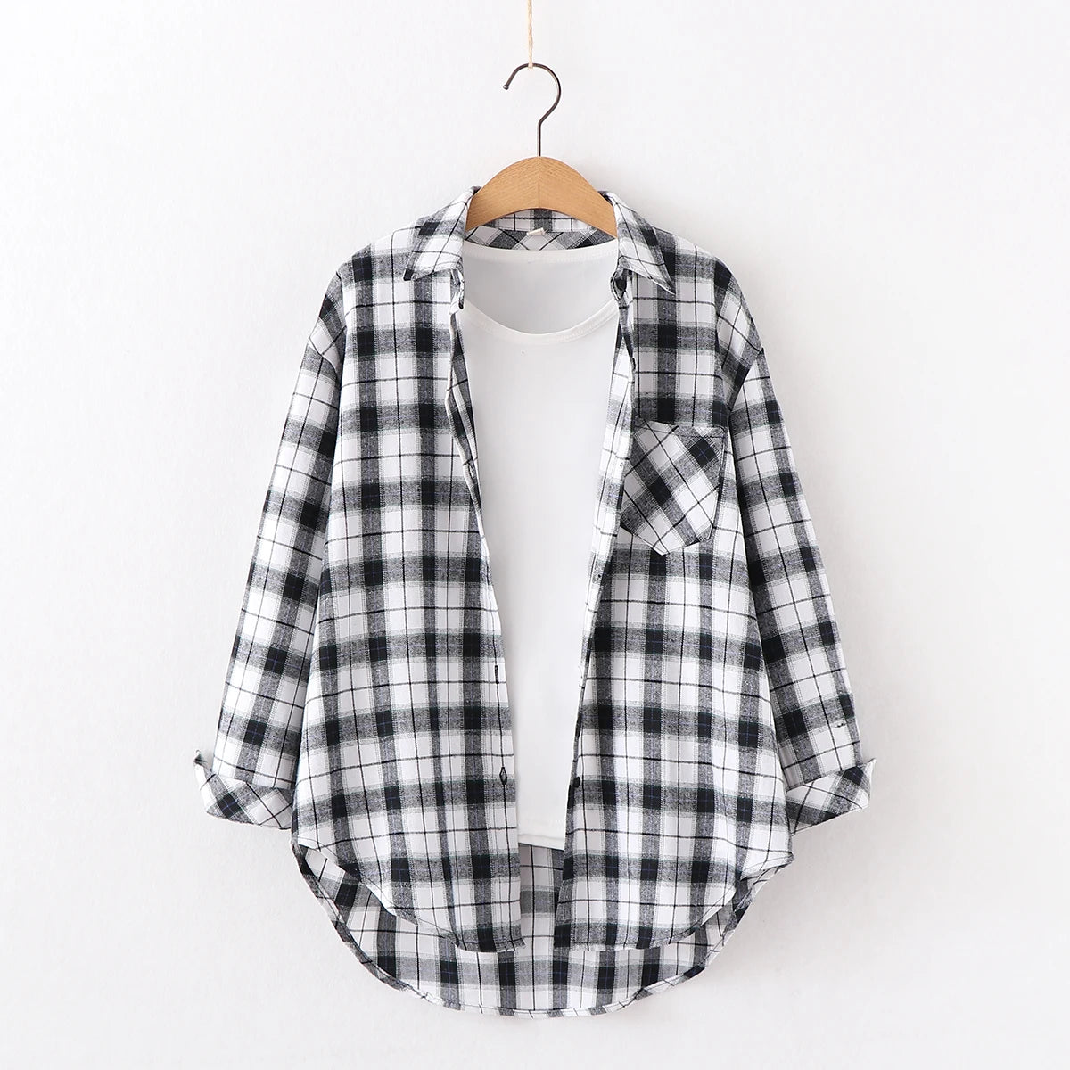 2024 Automne Nouvelle Chemise à Carreaux Ample pour Femme Marque Excellente Qualité Blouses et Hauts Design Décontracté Frais Chemises à Manches Longues pour Femme