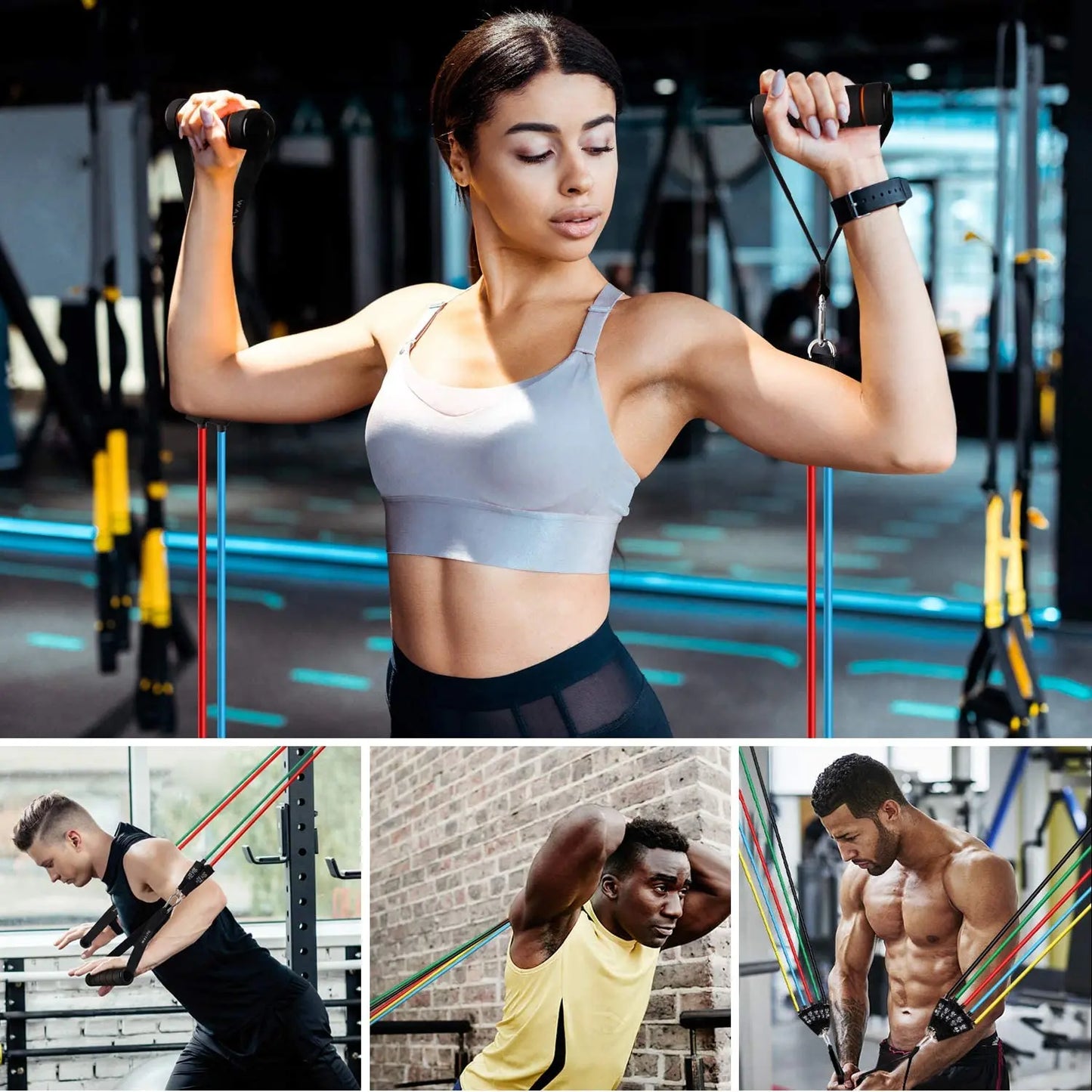 360lbs Fitness Übungen Widerstandsbänder Set Elastische Tubes Zugseil Yogaband Trainingsausrüstung für Zuhause Fitnessstudio Gewicht