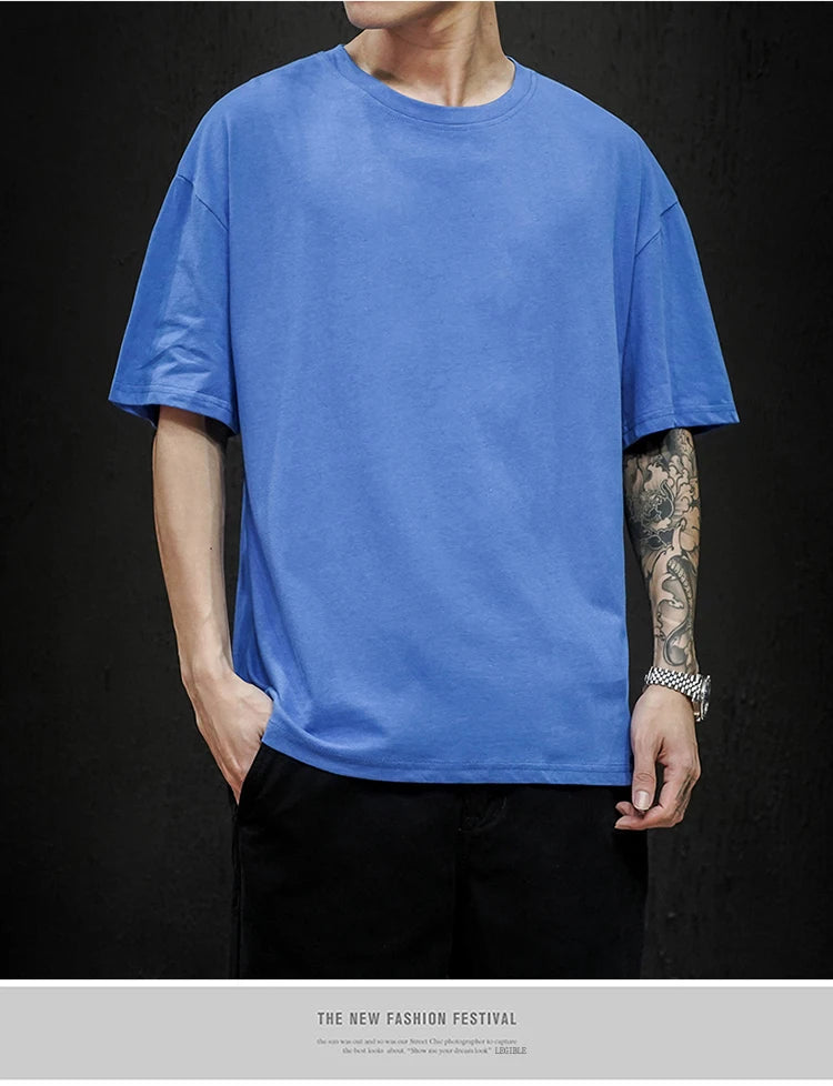 LEGIBLE 2025 Sommer Herren T-Shirt Lässiges lockeres Baumwoll-Kurzarm-T-Shirt Herren Oberteil T-Shirt Herren