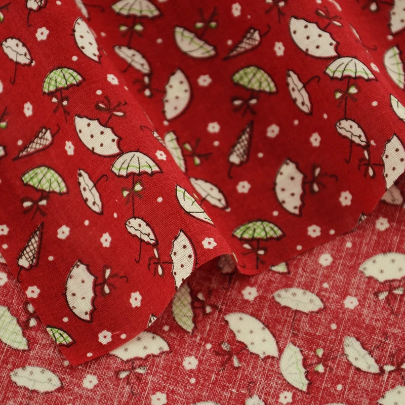 Schöner frischer rot bedruckter Stoff mit Blumenmustern, dünner Stoff aus 100 % Baumwolle, Patchwork für DIY-Bastelarbeiten, Heimtextilien, Meterware
