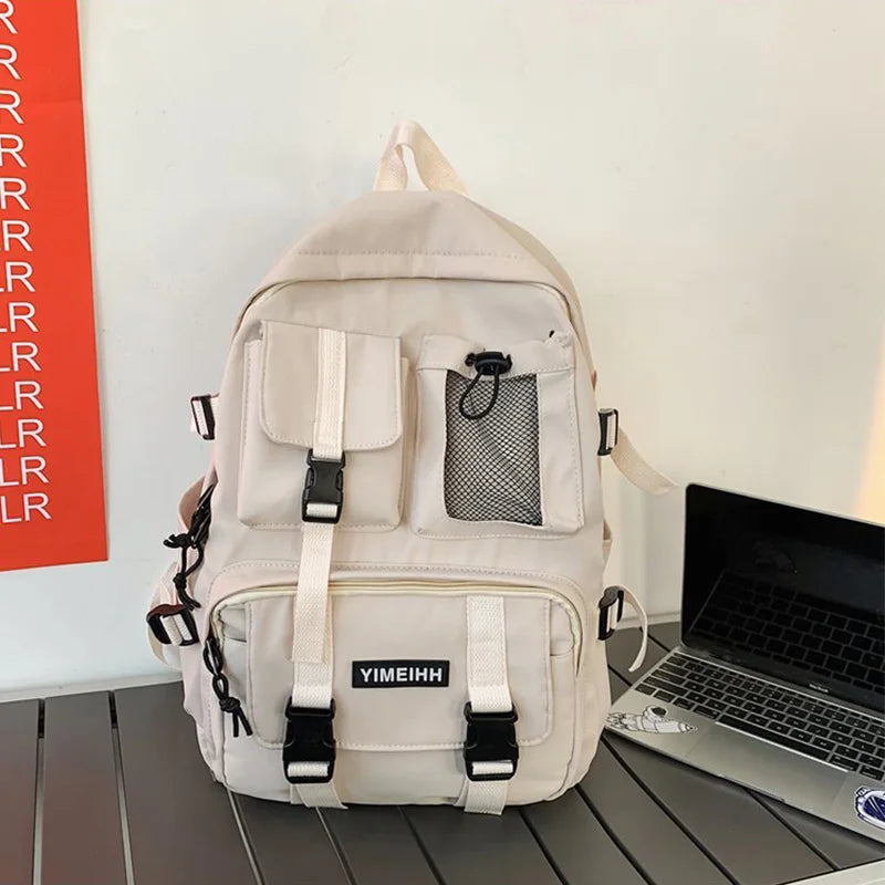 Mehrere Taschen Rucksack Herren Segeltuch Schnalle Designer Tasche Teenager Laptop Rucksäcke Studenten College Schultaschen Für Frauen