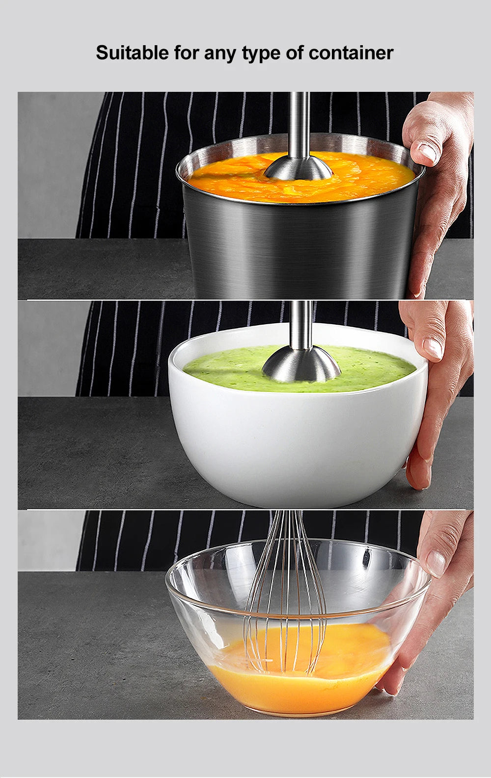 BioloMix Mixeur Plongeant 4-en-1 Haute Puissance 1200W avec Hachoir et Gobelet à Smoothies Lames en Acier Inoxydable pour Glace