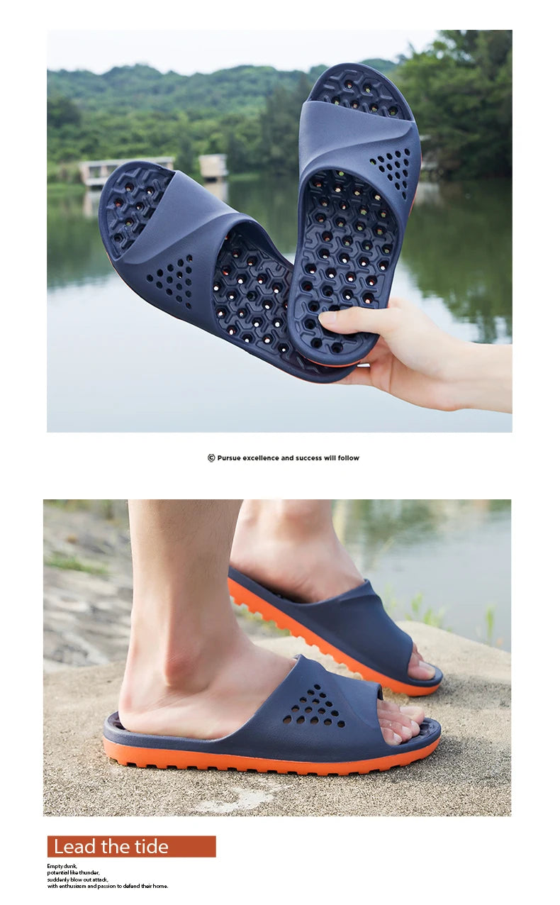 Cla. de Homme Sandales Antidérapantes Massage d'Été Claquettes de Bain Chaussures de Plage pour Hommes