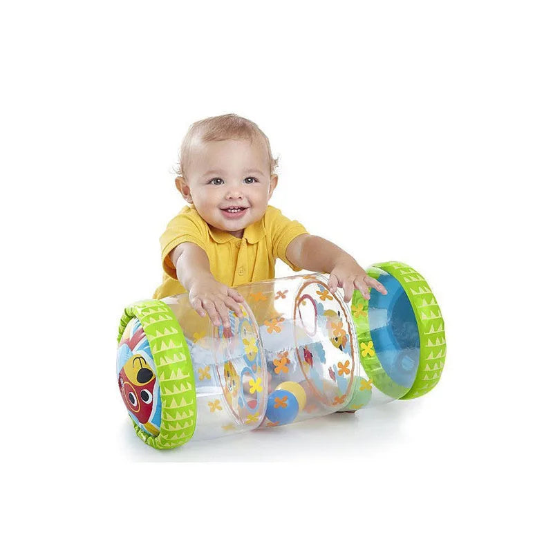 Krabbel-Lernrolle mit Glöckchen Kleinkind Stehend Früherziehungsspielzeug Aufblasbares Spielzeug Säuglingsrolle PVC Baby-Zappelspielzeug