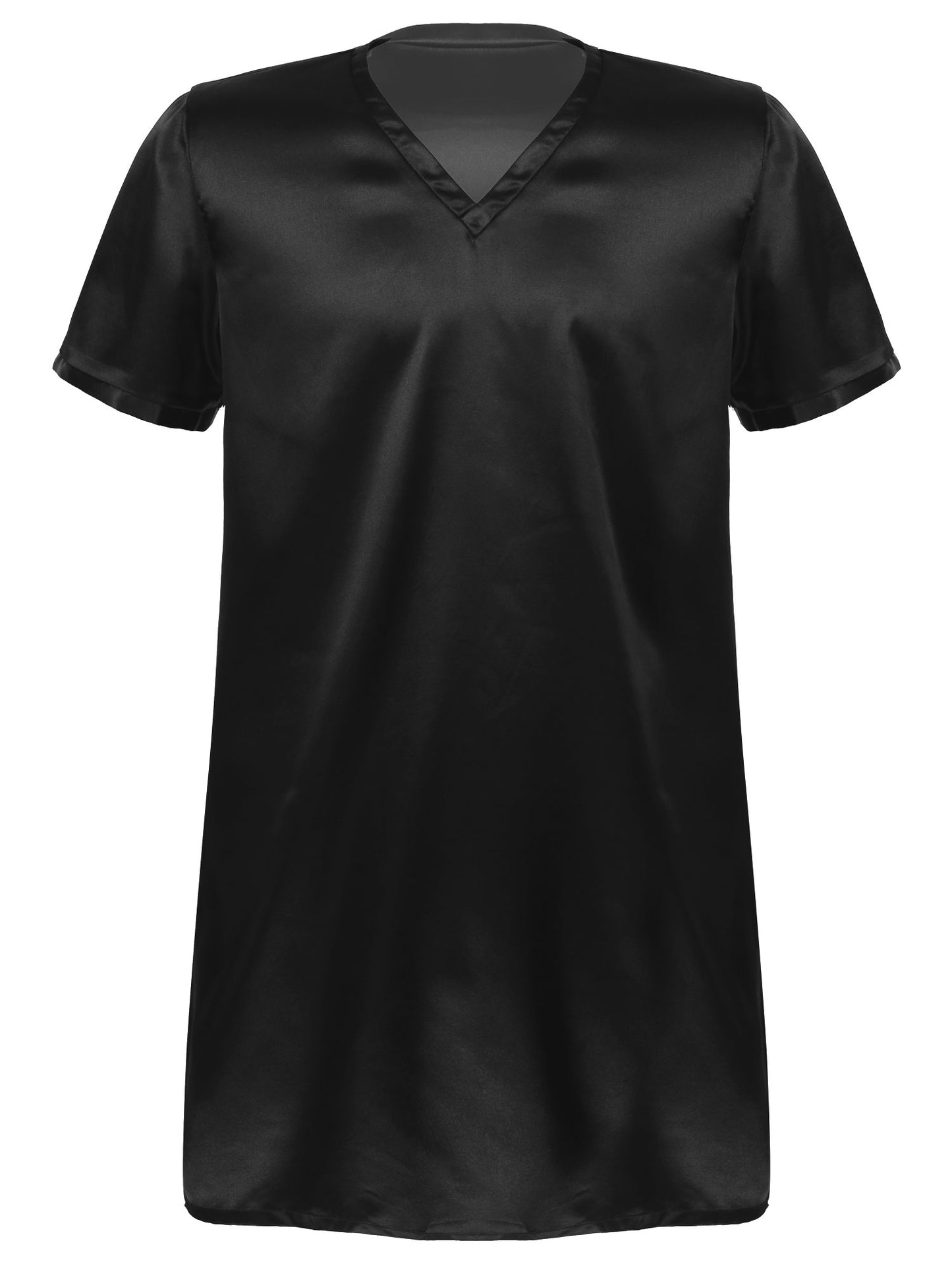 Damen Herren Seidensatin Pyjamas Schlafanzug Kurzarm Nachthemd Kimono Bademantel Schlafrock Morgenmantel Sommer Nachthemd Homewear