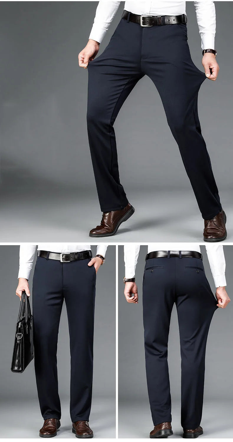 Herren große Größen klassische Anzughose hohe Elastizität knitterarm elegant leger gerades Bein Business Alltagshose