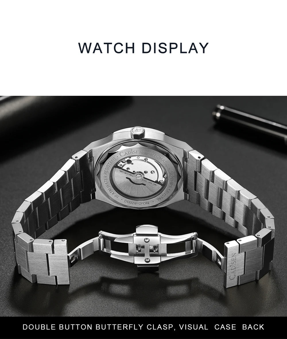 CADISEN Taucheruhr Retro Luxus Saphirglas MIYOTA 8215 Deutscher Designer Herren Automatikuhr Mechanisch 10Bar Wasserdicht Leuchtend