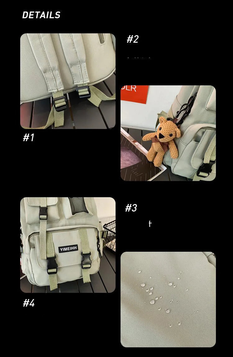 Mehrere Taschen Rucksack Herren Segeltuch Schnalle Designer Tasche Teenager Laptop Rucksäcke Studenten College Schultaschen Für Frauen