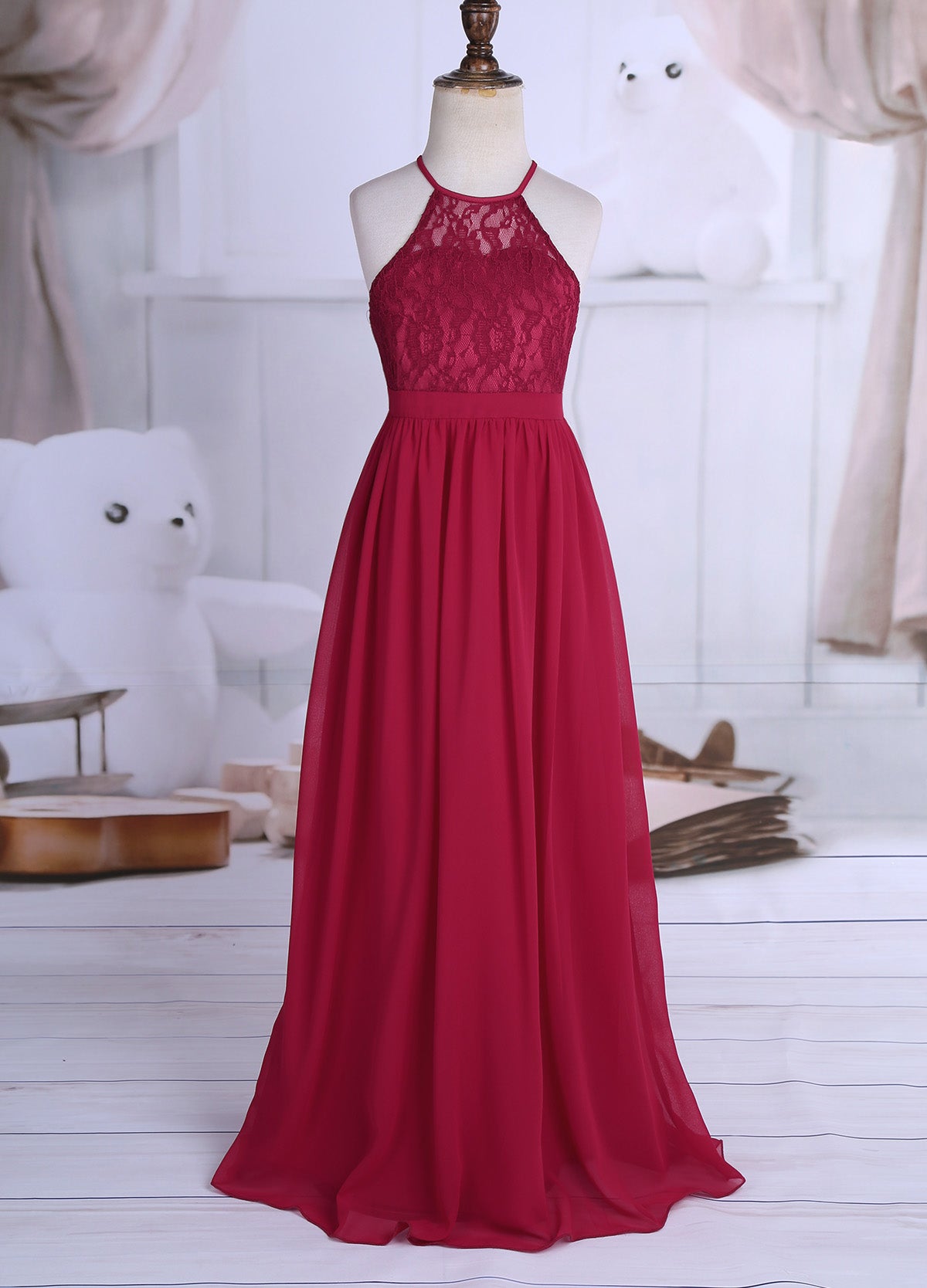 Robe de demoiselle d'honneur en mousseline florale avec découpe au dos pour enfants, tenue de fête d'anniversaire ou de mariage pour filles
