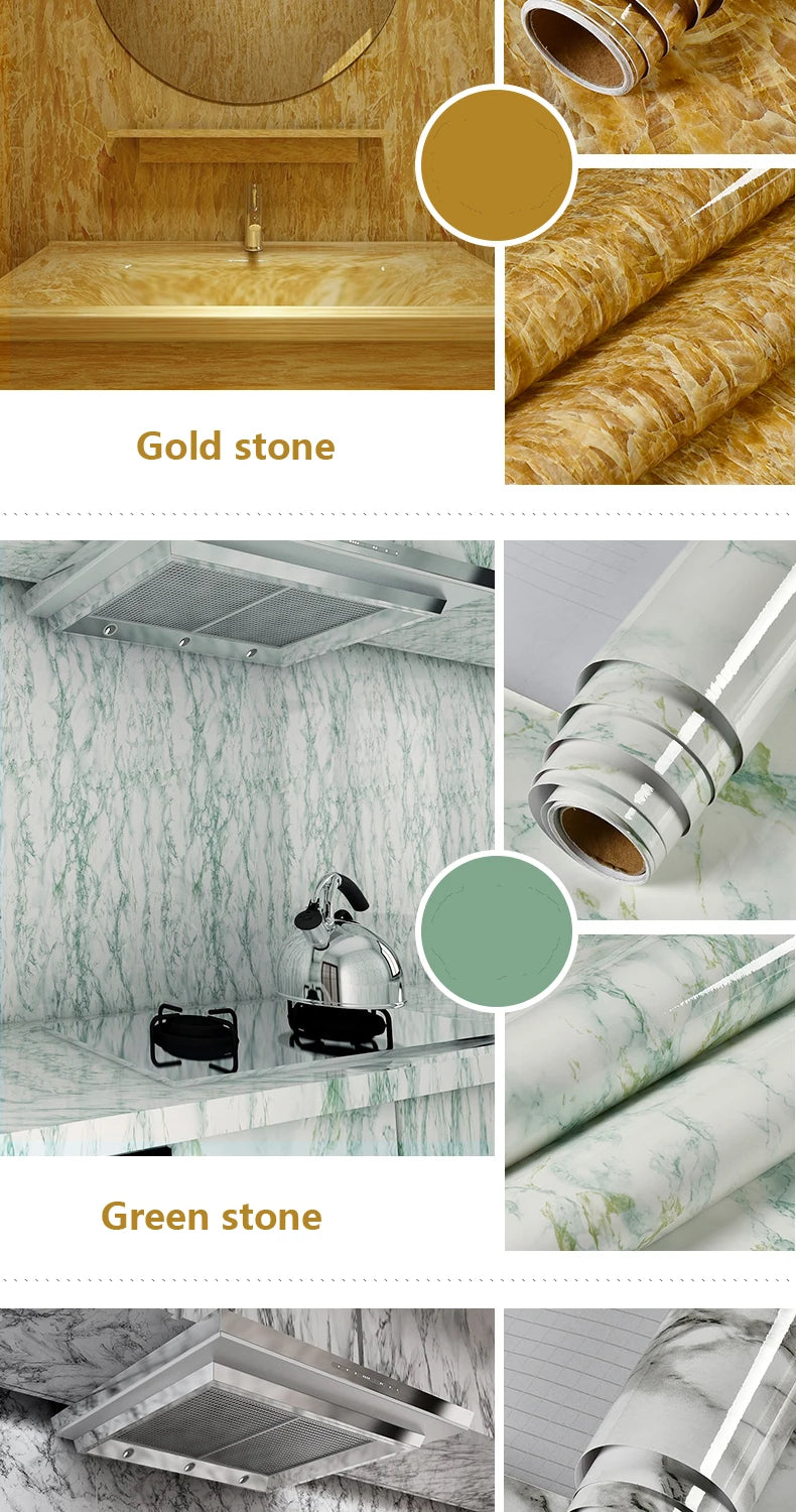Marble Vinyl Film DIY Self Adhesive Wallpaper Bathroom Kitchen Cupboard Countertops Contact Paper PVC Waterproof Wall Stickers
