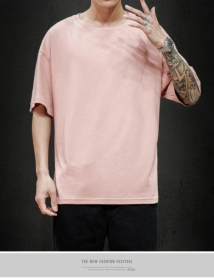 LEGIBLE 2025 Sommer Herren T-Shirt Lässiges lockeres Baumwoll-Kurzarm-T-Shirt Herren Oberteil T-Shirt Herren
