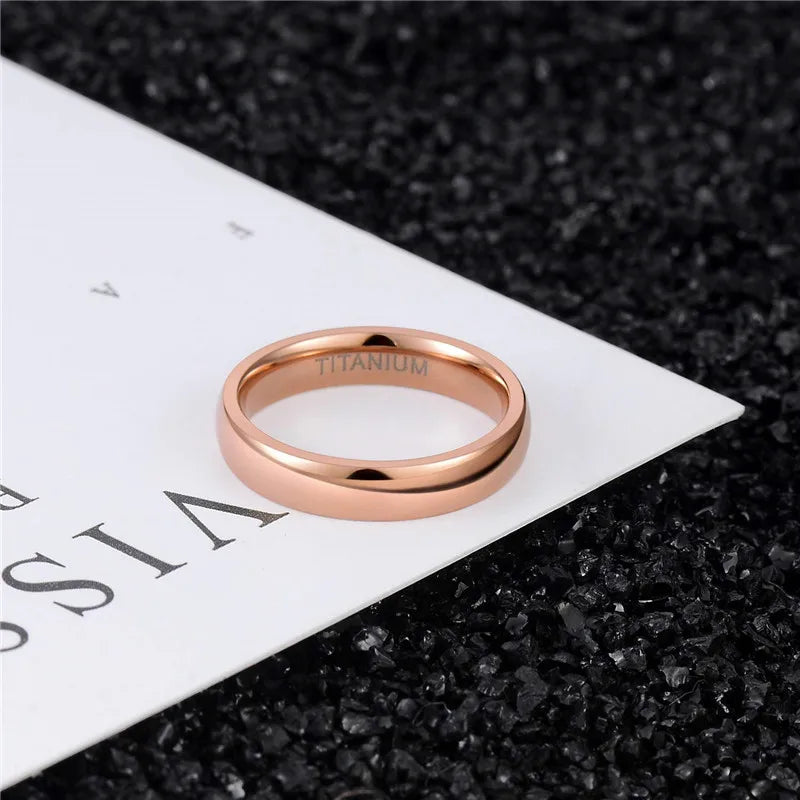 Kolmnsta 2mm 4mm dünner Ring für Damen, Titan, Roségold-Plattierung, klassisch, für Männer und Frauen, Hochzeits-/Verlobungsband, Partnerring