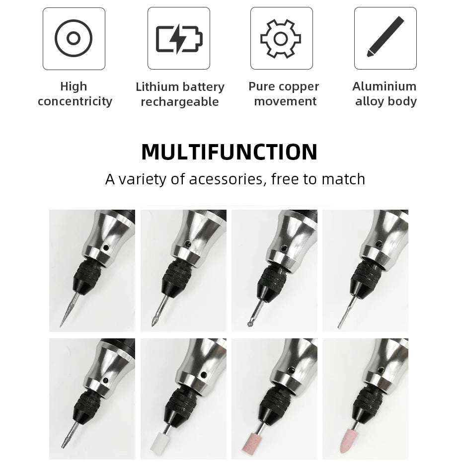 3.7V Mini Cordless Electric Drill Grinder Engraver Pen Grinder Mini Drill Electric Rotary Tool Grinding Machine 35W