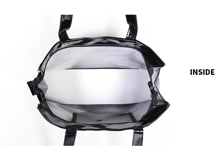 Horizontal Edition PVC Reusable Shopping Bag Eco-friendly London Lady Shopper Bag Large Capacity Waterproof Handbag Shoulder Bag