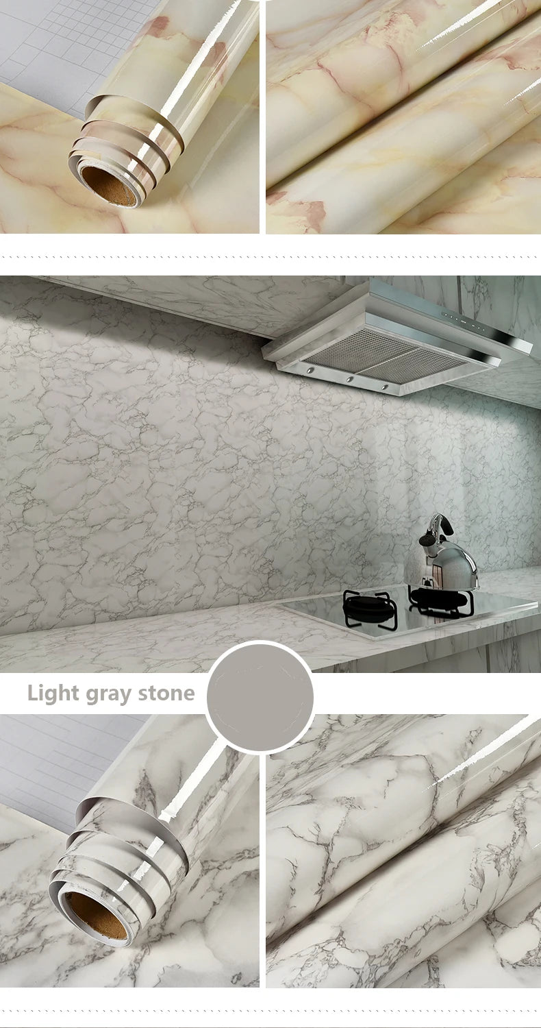 Marble Vinyl Film DIY Self Adhesive Wallpaper Bathroom Kitchen Cupboard Countertops Contact Paper PVC Waterproof Wall Stickers