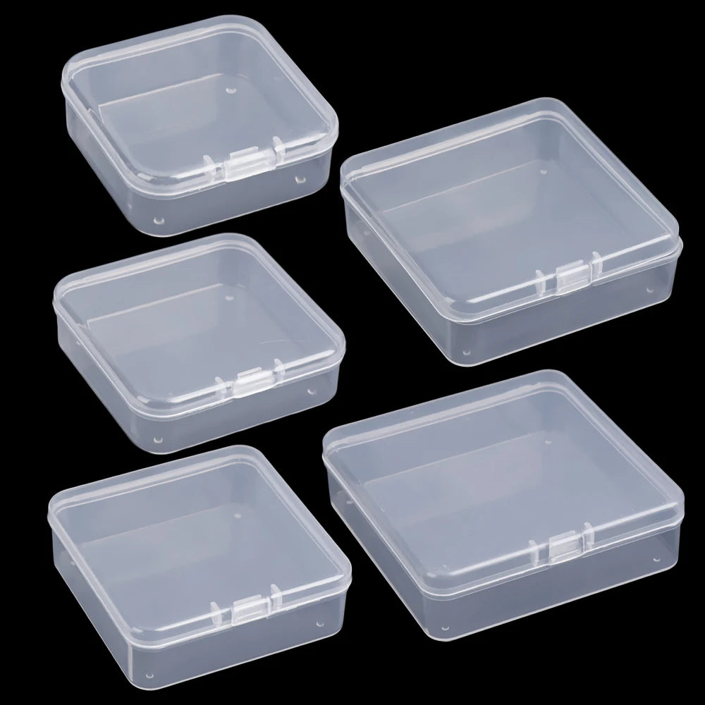 Square Round Plastic Transparent Storage Box Small Items Sundries Organizer Case Jewelry Beads Container Box Tools Accessories