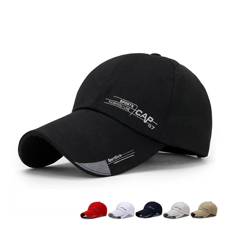 2024 Fashion Line Baseball Cap For Men Sports Cap Hat Fish Outdoor Long Visor Brim Shade Snapback Sun Hat Women's Summer Hat