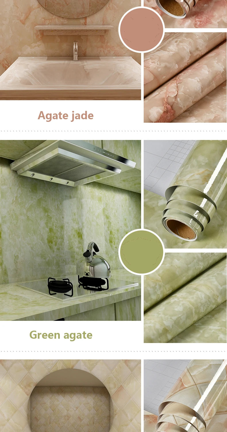Marble Vinyl Film DIY Self Adhesive Wallpaper Bathroom Kitchen Cupboard Countertops Contact Paper PVC Waterproof Wall Stickers