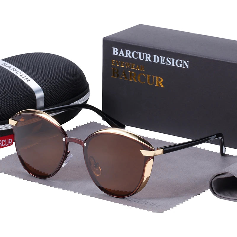 BARCUR Lunettes de soleil polarisées rondes tendance pour femme, lunettes de soleil pour femme