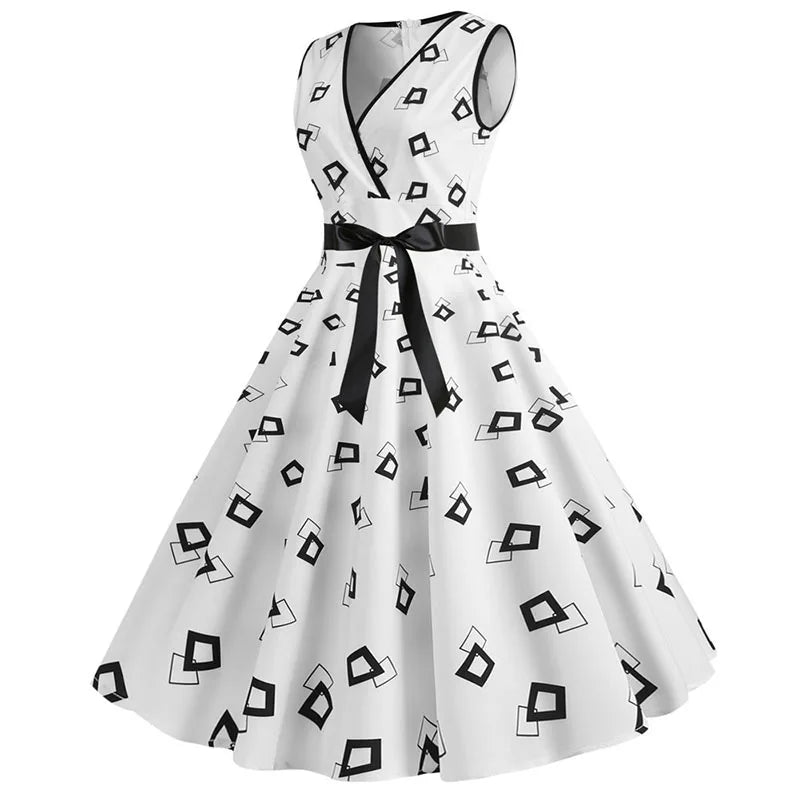 Woman Retro Dresses Audrey Hepburn 1950s 60s Rockabilly Polka Dot Bow Pinup Ball Grown Party Robe  Vestidos