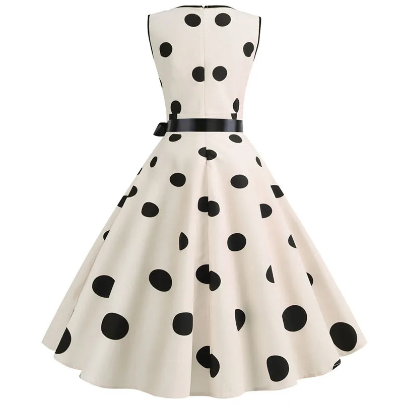 Woman Retro Dresses Audrey Hepburn 1950s 60s Rockabilly Polka Dot Bow Pinup Ball Grown Party Robe  Vestidos