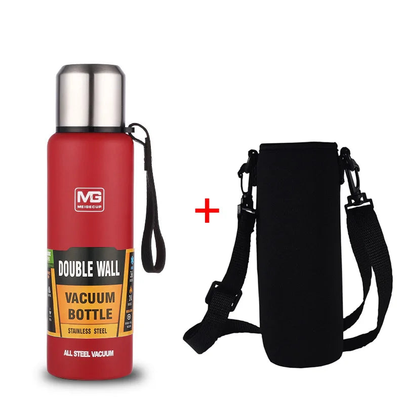 UPORS Edelstahl-Thermoskanne mit großer Kapazität, tragbare Vakuum-Flasche, isolierter Becher mit Seil, Thermosflasche 500/700/1000/1500ml