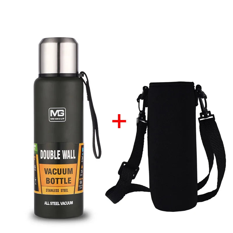 UPORS Edelstahl-Thermoskanne mit großer Kapazität, tragbare Vakuum-Flasche, isolierter Becher mit Seil, Thermosflasche 500/700/1000/1500ml