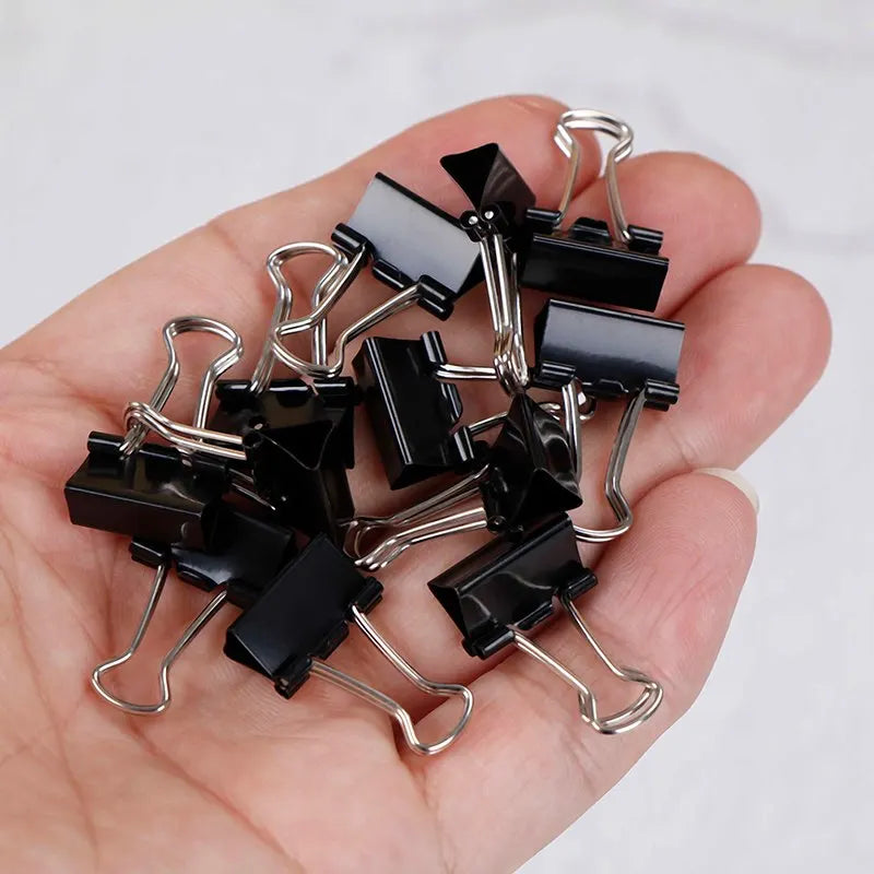 10pcs  Black Metal Binder Clips Notes Letter Paper Clip Office Supplies Binding Securing Clips 15/19/25/32mm