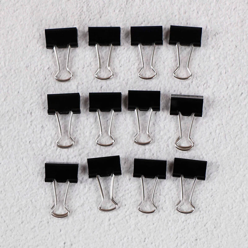 10pcs  Black Metal Binder Clips Notes Letter Paper Clip Office Supplies Binding Securing Clips 15/19/25/32mm