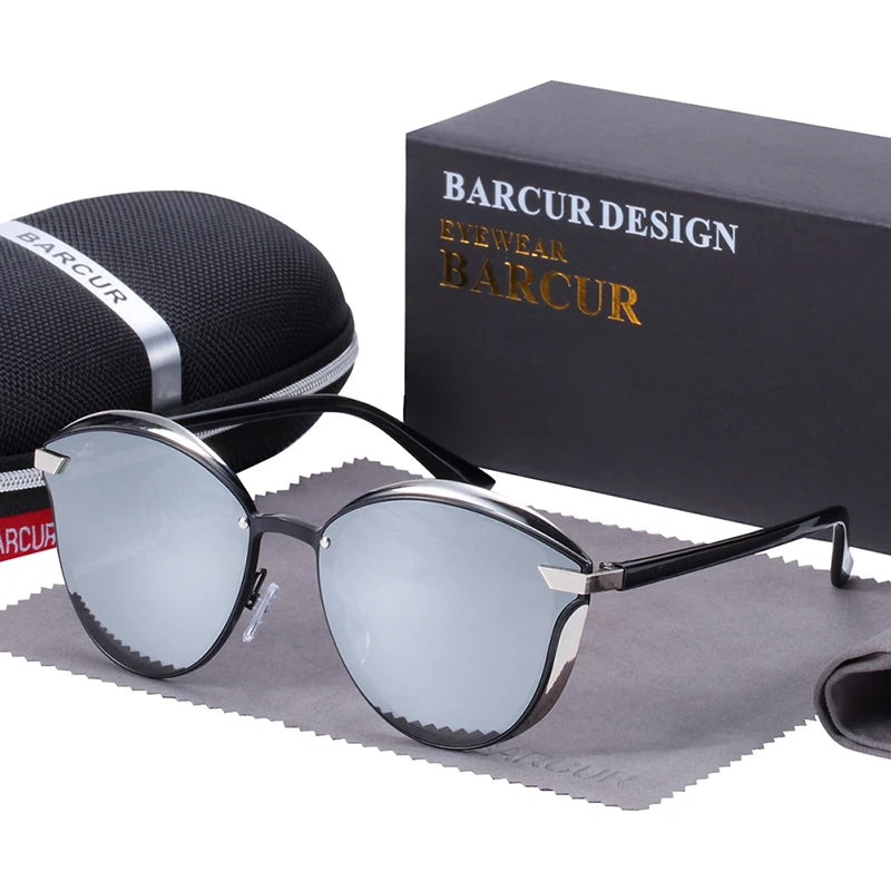 BARCUR Lunettes de soleil polarisées rondes tendance pour femme, lunettes de soleil pour femme