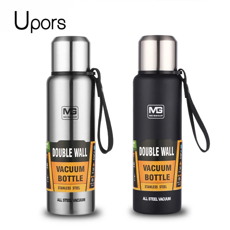 UPORS Edelstahl-Thermoskanne mit großer Kapazität, tragbare Vakuum-Flasche, isolierter Becher mit Seil, Thermosflasche 500/700/1000/1500ml