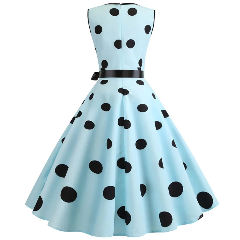 Woman Retro Dresses Audrey Hepburn 1950s 60s Rockabilly Polka Dot Bow Pinup Ball Grown Party Robe  Vestidos