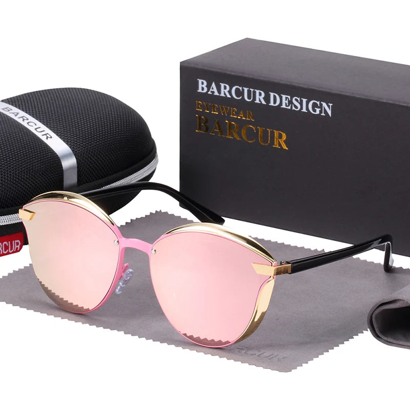 BARCUR Lunettes de soleil polarisées rondes tendance pour femme, lunettes de soleil pour femme