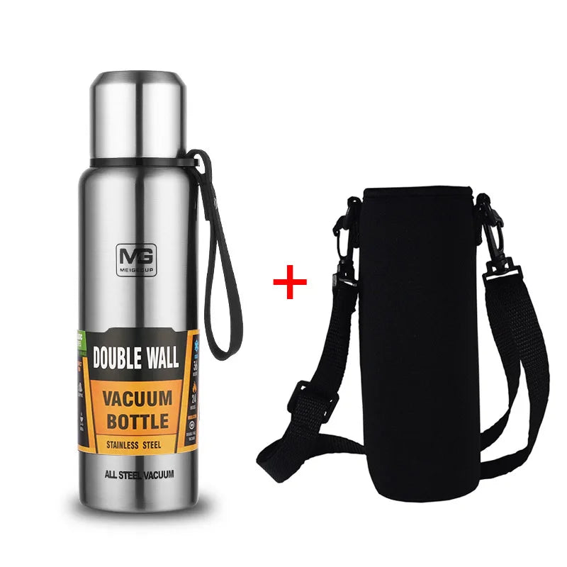 UPORS Edelstahl-Thermoskanne mit großer Kapazität, tragbare Vakuum-Flasche, isolierter Becher mit Seil, Thermosflasche 500/700/1000/1500ml
