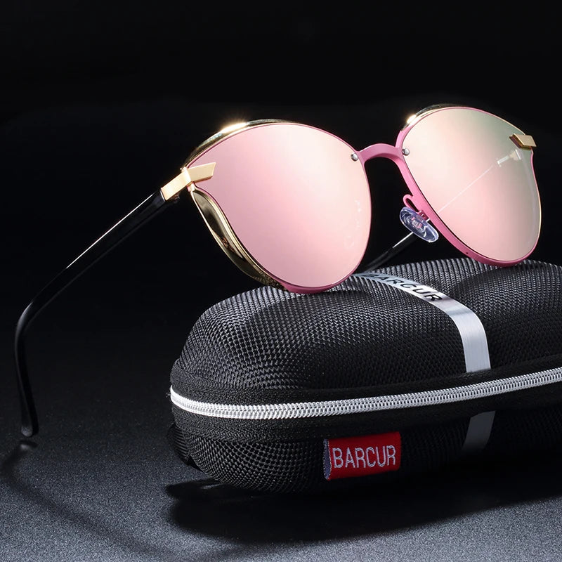 BARCUR Lunettes de soleil polarisées rondes tendance pour femme, lunettes de soleil pour femme