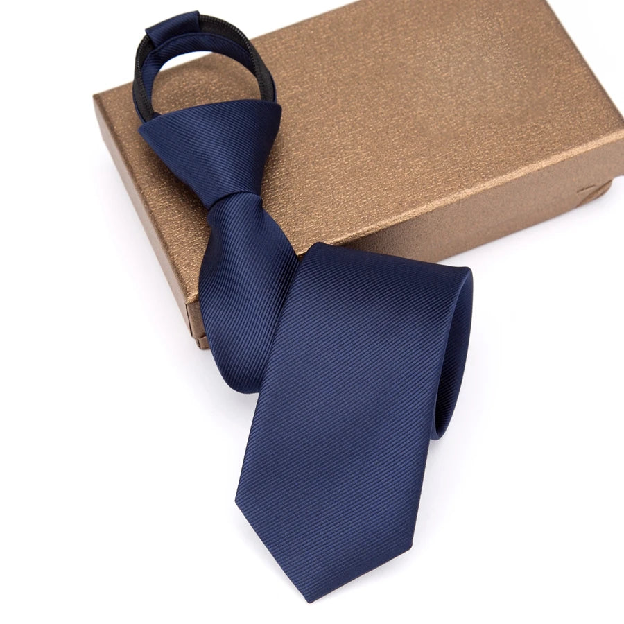 Cravate Homme à Fermeture Éclair Cravate Paresseuse Mode Unie 6cm Cravates Affaires pour Homme Mouchoir Nœud Papillon Accessoires Chemise de Mariage Homme
