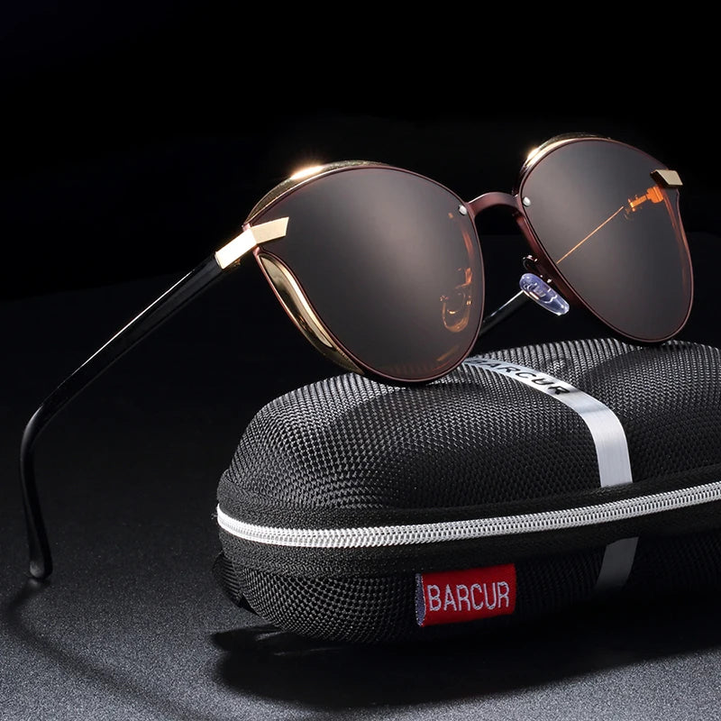 BARCUR Lunettes de soleil polarisées rondes tendance pour femme, lunettes de soleil pour femme