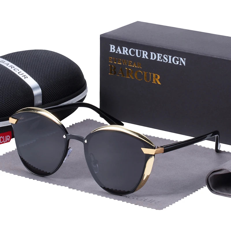 BARCUR Lunettes de soleil polarisées rondes tendance pour femme, lunettes de soleil pour femme