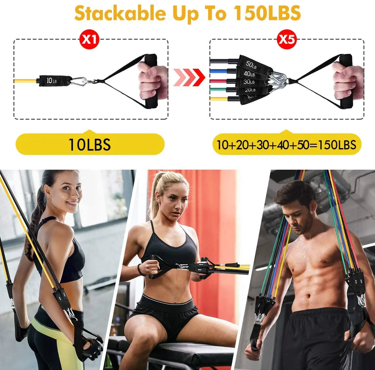 360lbs Fitness Übungen Widerstandsbänder Set Elastische Tubes Zugseil Yogaband Trainingsausrüstung für Zuhause Fitnessstudio Gewicht