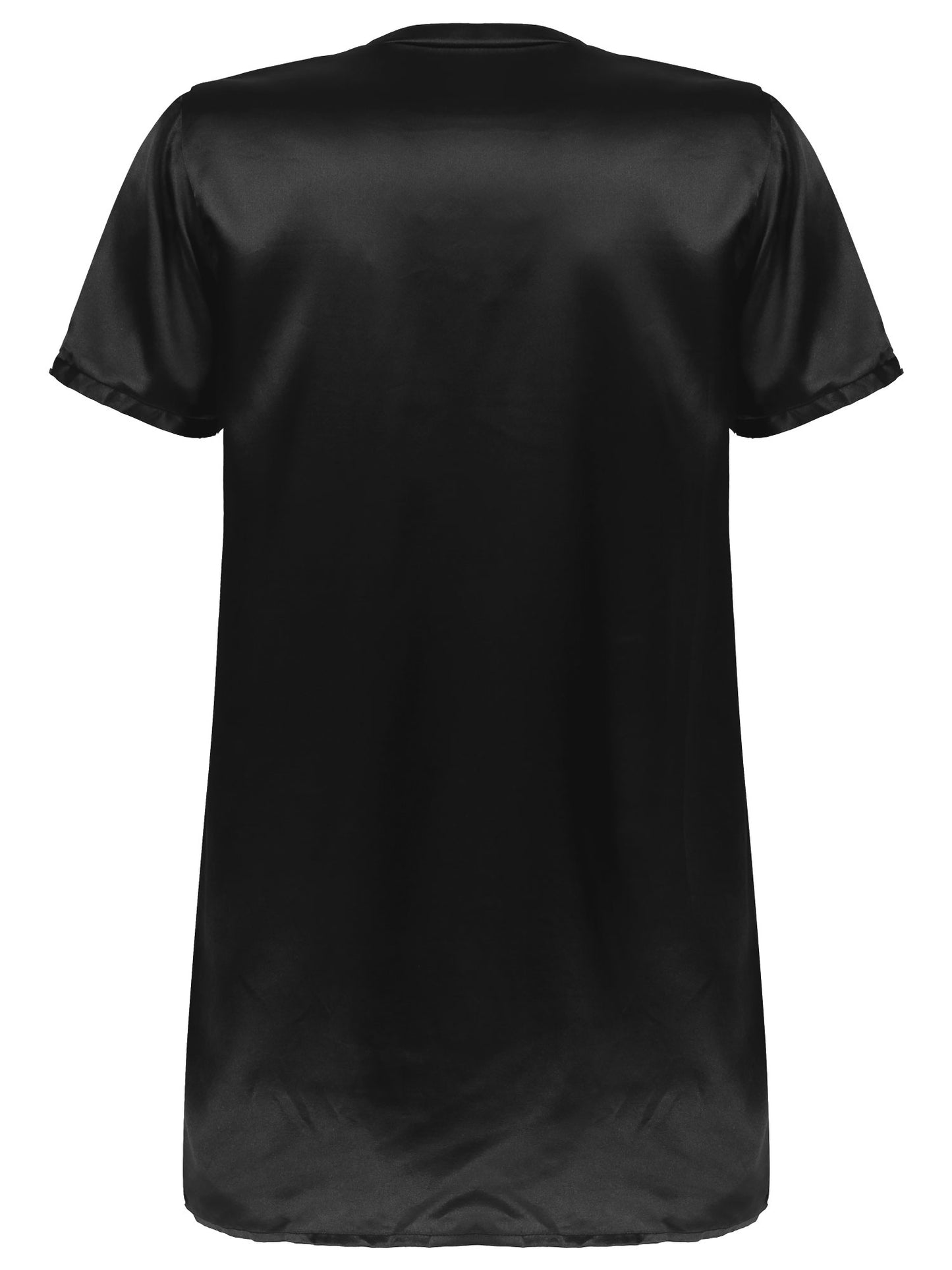 Damen Herren Seidensatin Pyjamas Schlafanzug Kurzarm Nachthemd Kimono Bademantel Schlafrock Morgenmantel Sommer Nachthemd Homewear
