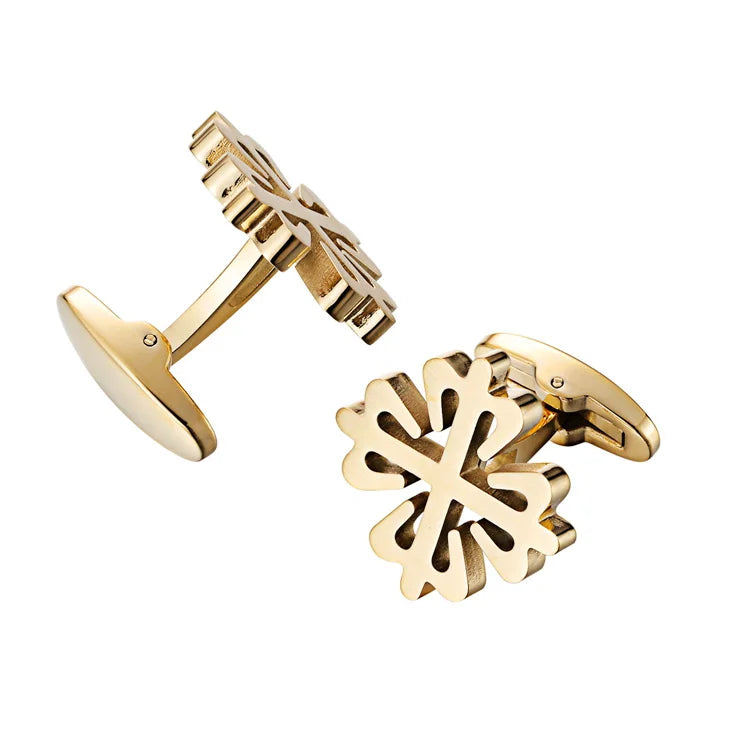 Lepton 18K Gold Plated Crusaders Cufflinks Matte Stainless Steel Cufflink For Mens Wedding Groom Business Cuff Links Gemelos