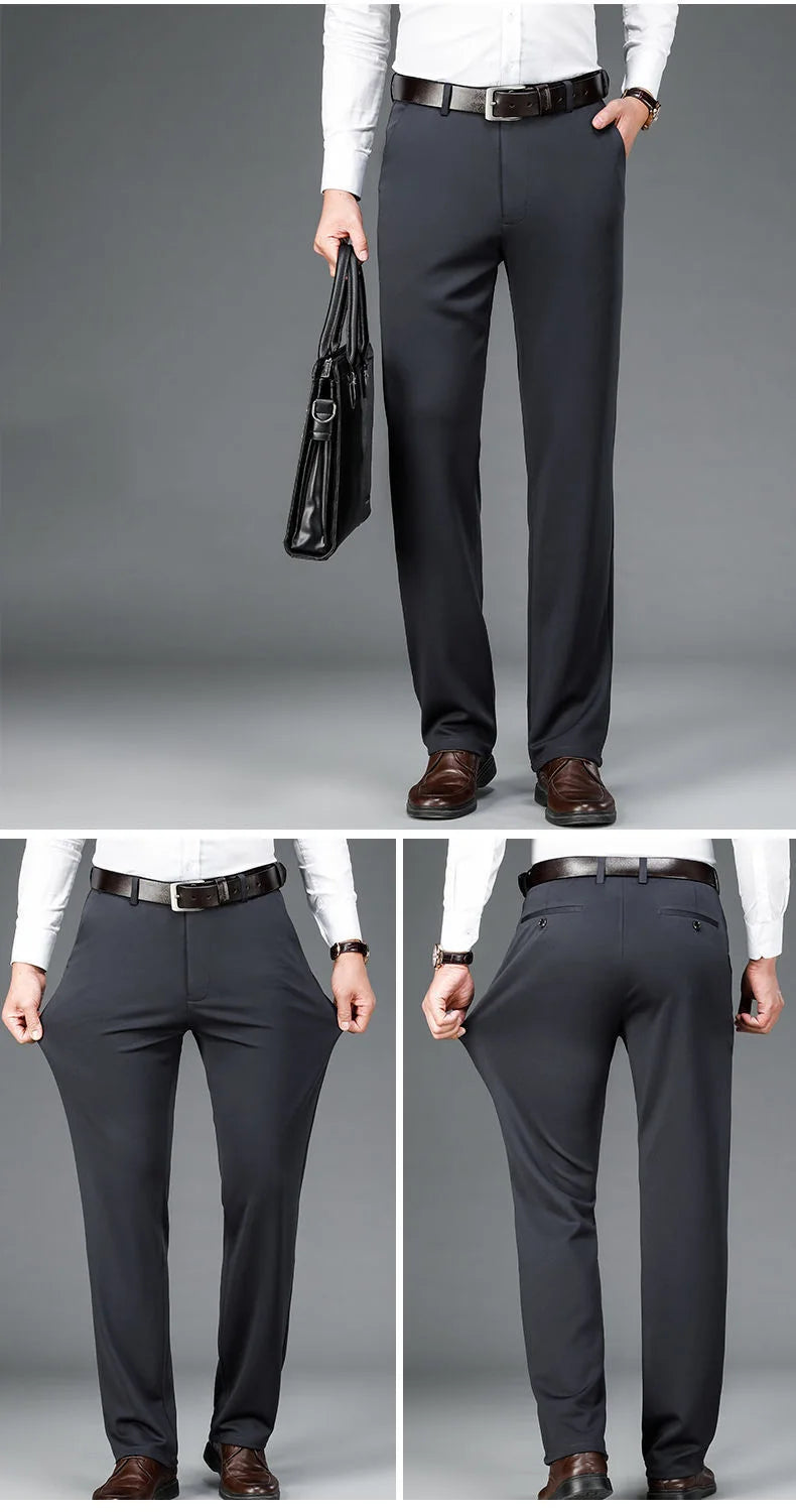 Herren große Größen klassische Anzughose hohe Elastizität knitterarm elegant leger gerades Bein Business Alltagshose