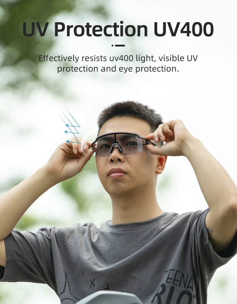ROCKBROS Lunettes de cyclisme photochromiques Lunettes de vélo VTT Homme Lunettes de soleil Sport Lunettes de protection Cyclisme sur route