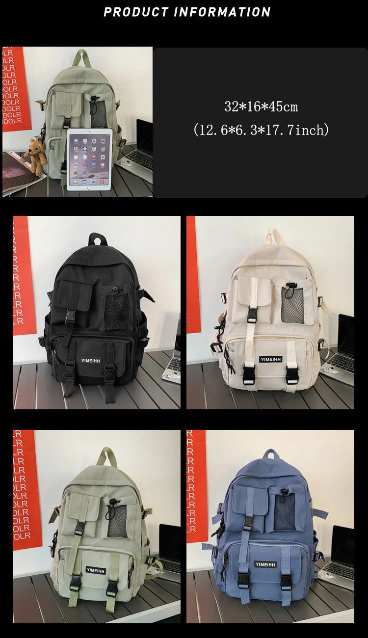 Mehrere Taschen Rucksack Herren Segeltuch Schnalle Designer Tasche Teenager Laptop Rucksäcke Studenten College Schultaschen Für Frauen