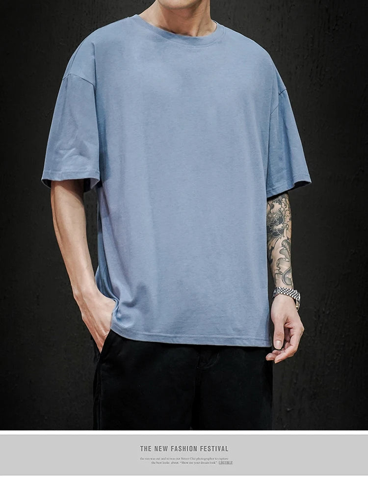 LEGIBLE 2025 Sommer Herren T-Shirt Lässiges lockeres Baumwoll-Kurzarm-T-Shirt Herren Oberteil T-Shirt Herren