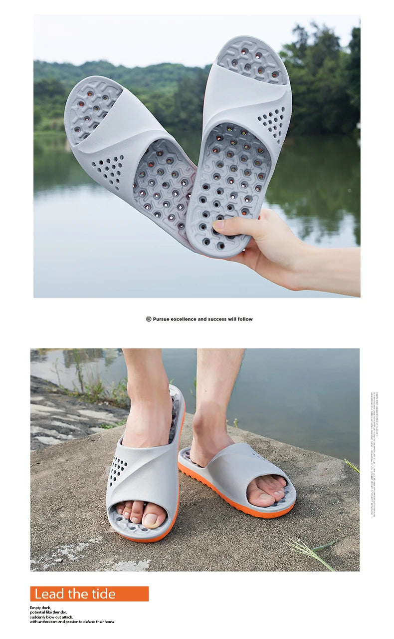 Cla. de Homme Sandales Antidérapantes Massage d'Été Claquettes de Bain Chaussures de Plage pour Hommes