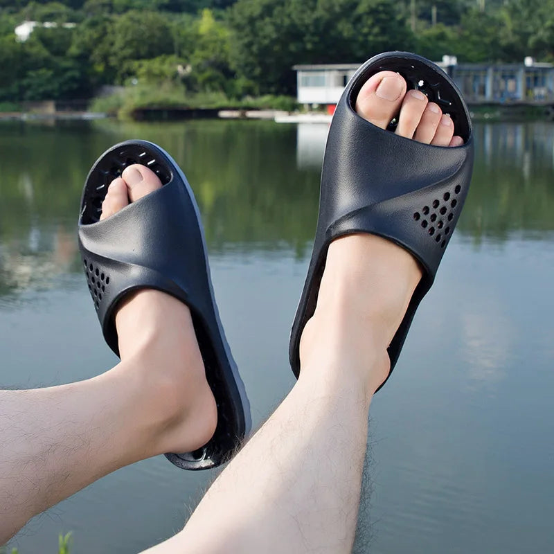 Cla. de Homme Sandales Antidérapantes Massage d'Été Claquettes de Bain Chaussures de Plage pour Hommes